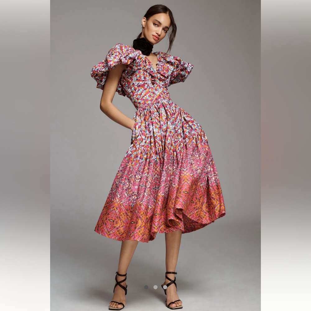 Anthropologie - SIKA Lupita V-Neck Ruffle-Sleeve Dress